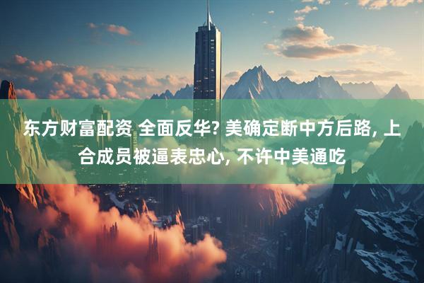 东方财富配资 全面反华? 美确定断中方后路, 上合成员被逼表忠心, 不许中美通吃